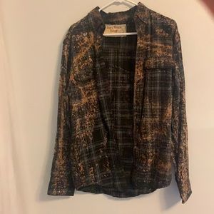 Distressed button down flannel